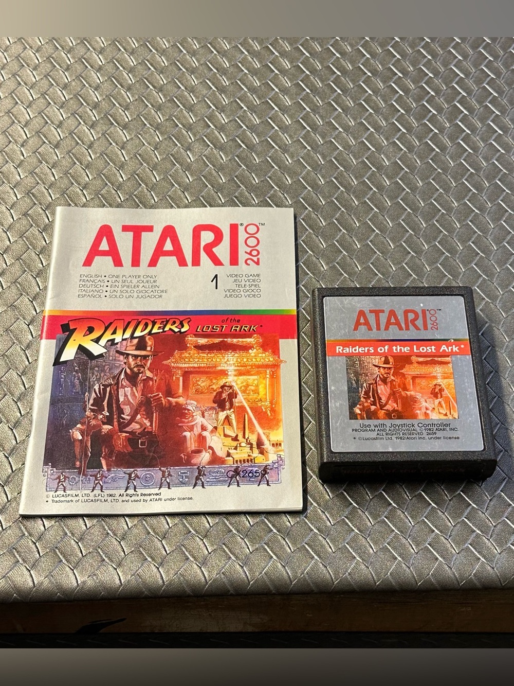 Raiders of the Lost Ark (Gray) 2600 Game Cartridge with Manual atari classic